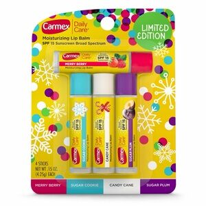 Carmex Holiday Limited Edition Lip Balm Set SPF 15 4 Pack